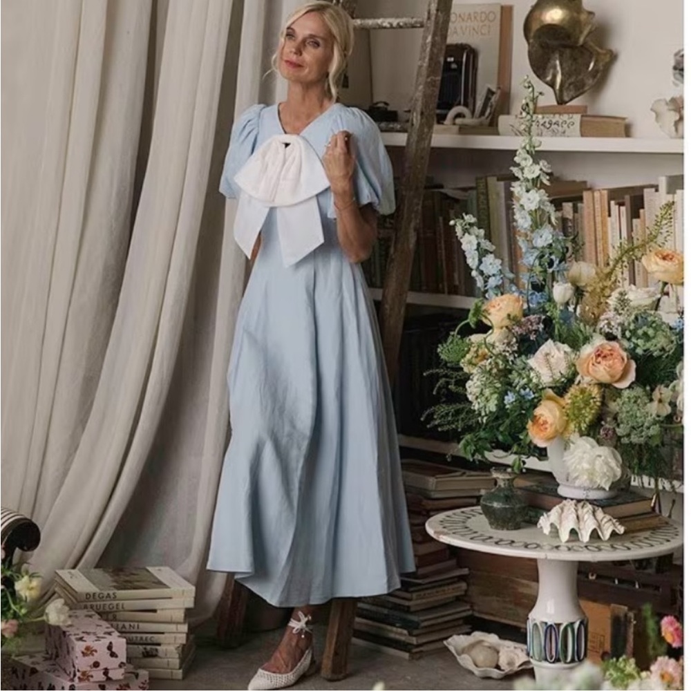 NWT Antonio Melani x Jennifer Sumko Kathleen Cut-Out Tie Neck Puff Sleeve Dress - Picture 4 of 15